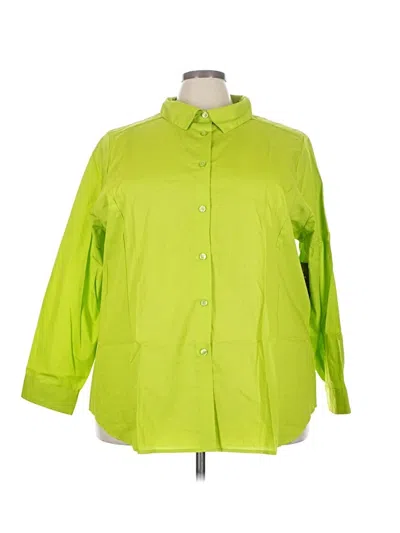 Pre-owned Jessica London 3/4 Sleeve Button Down Shirt In Green
