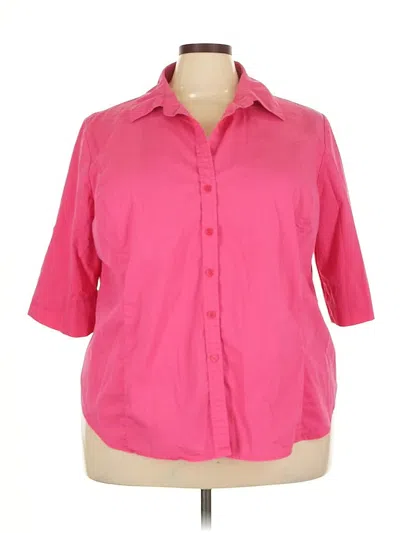 Pre-owned Jessica London 3/4 Sleeve Button Down Shirt In Pink