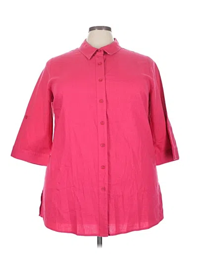 Pre-owned Jessica London 3/4 Sleeve Button Down Shirt In Pink
