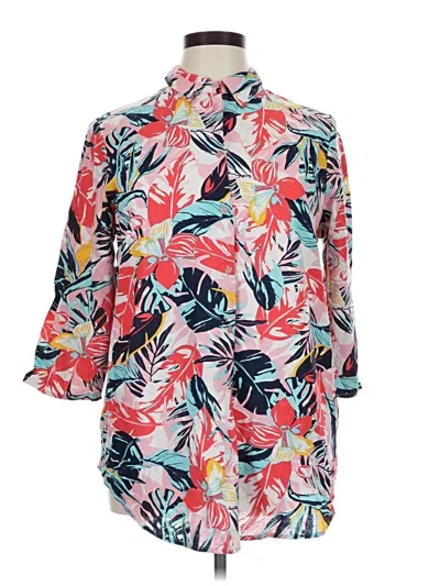 Pre-owned Jessica London 3/4 Sleeve Button Down Shirt In Pink