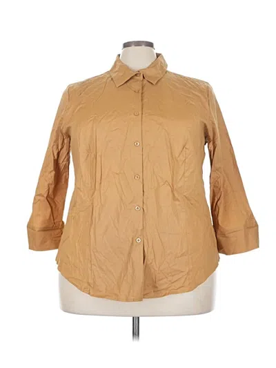Pre-owned Jessica London 3/4 Sleeve Button Down Shirt In Tan