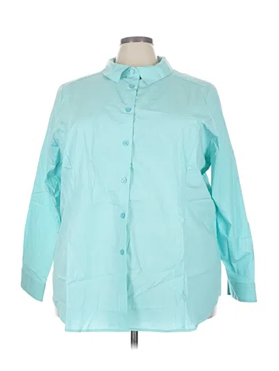 Pre-owned Jessica London 3/4 Sleeve Button Down Shirt In Teal