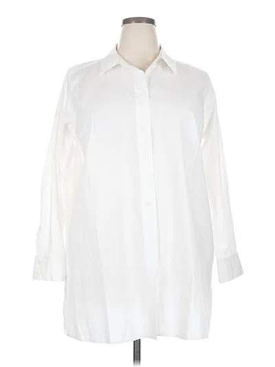 Pre-owned Jessica London 3/4 Sleeve Button Down Shirt In White