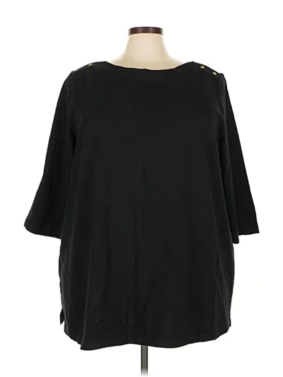 Pre-owned Jessica London 3/4 Sleeve Top Black Boatneck Tops
