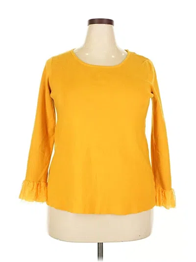 Pre-owned Jessica London 3/4 Sleeve Top Yellow Boatneck Tops