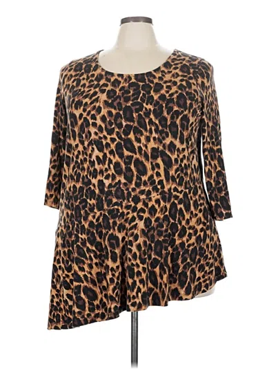 Pre-owned Jessica London 3/4 Sleeve T-shirt In Brown