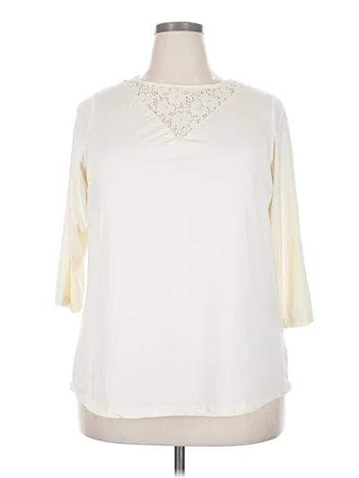 Pre-owned Jessica London 3/4 Sleeve T-shirt In Ivory