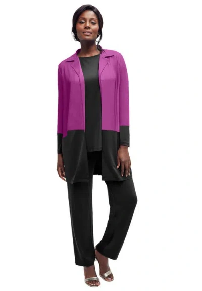 Jessica London 3-piece Knit Pant Set In Purple