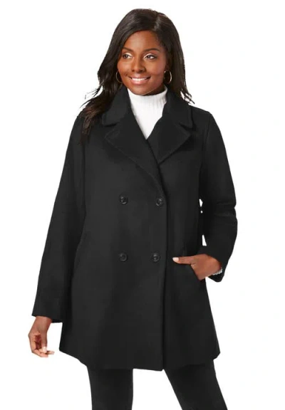 Jessica London A-line Wool Peacoat In Black