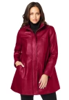 Jessica London A-line Zip Front Leather Jacket In Burgundy