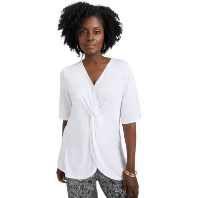Jessica London Asymmetrical Twist Neck Tunic In White