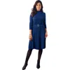 Jessica London Belted Cable Sweater Dress In Blue