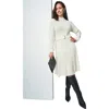 Jessica London Belted Cable Sweater Dress In White