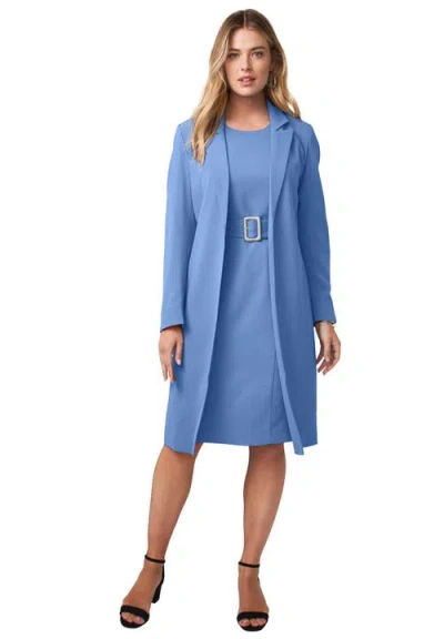 Jessica London Belted Jacket Dress In Blue