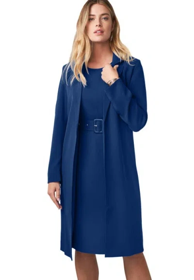 Jessica London Belted Jacket Dress In Blue