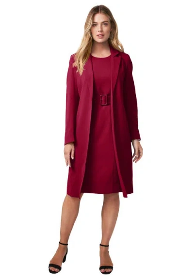Jessica London Belted Jacket Dress In Red