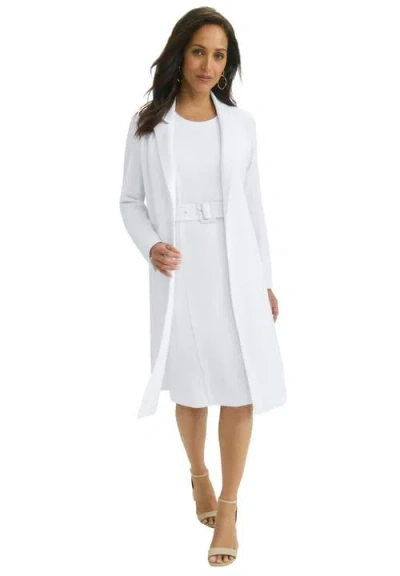 Jessica London Belted Jacket Dress In White