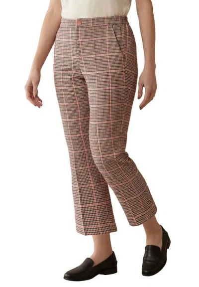 Jessica London Bi Stretch Kick Flare Pant In Rose Check Houndstooth