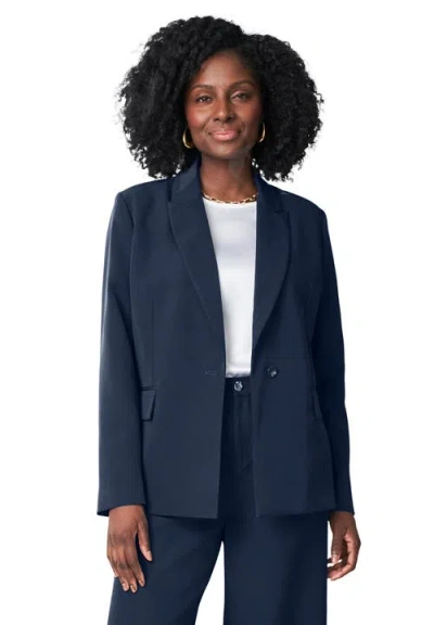 Jessica London Bi-stretch Shaped Blazer In Blue