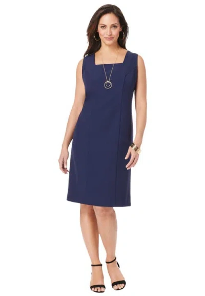 Jessica London Bi-stretch Sheath Dress In Blue