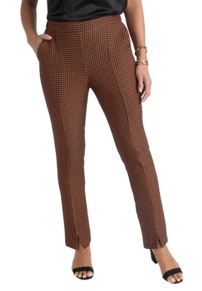 Jessica London Bi-stretch Slit Front Ankle Pant In Brown