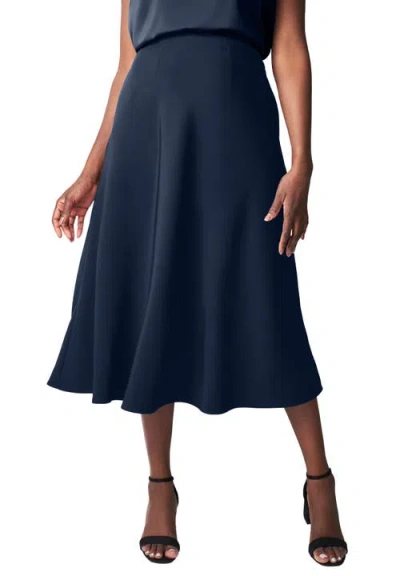 Jessica London Bi-stretch Swing Skirt In Blue
