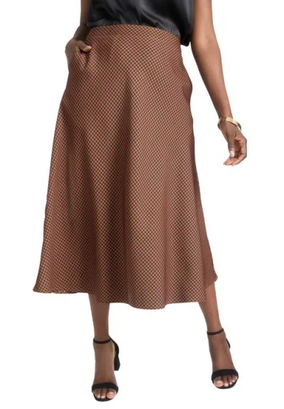 Jessica London Bi-stretch Swing Skirt In Brown