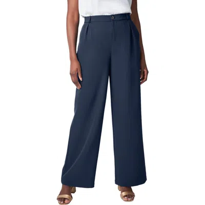 Jessica London Bi-stretch Wide Leg Pant In Blue