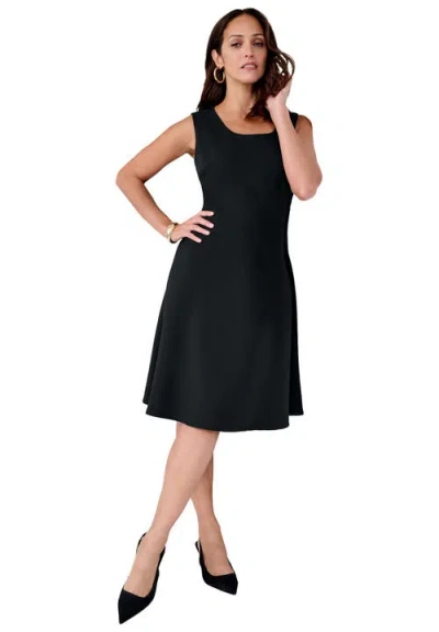 Jessica London Bi-stretch Fit And Flare Dress In Black