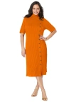 Jessica London Button Front Sweater Dress In Orange