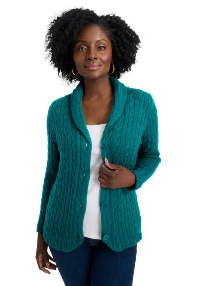 Jessica London Cable Blazer Sweater In Green