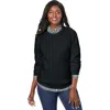 Jessica London Cable Crewneck Sweater In Black