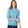 Jessica London Cable Crewneck Sweater In Blue
