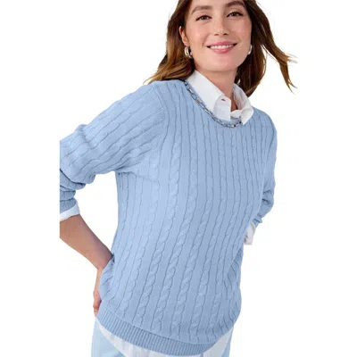 Jessica London Cable Crewneck Sweater In Blue