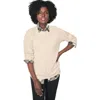 Jessica London Cable Crewneck Sweater In Brown