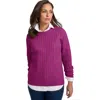 Jessica London Cable Crewneck Sweater In Purple