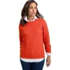 Jessica London Cable Crewneck Sweater In Red