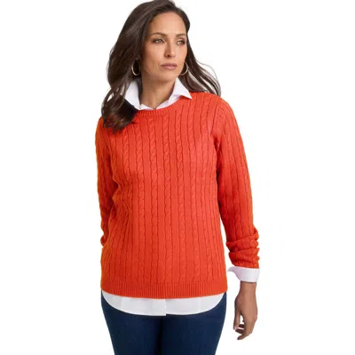 Jessica London Cable Crewneck Sweater In Red