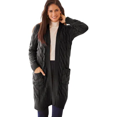 Jessica London Cable Duster Sweater In Black