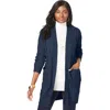 Jessica London Cable Duster Sweater In Black