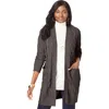 Jessica London Cable Duster Sweater In Gray