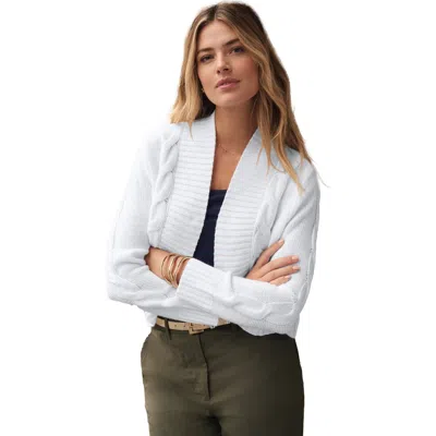 Jessica London Cable Knit Open-front Shrug Sweater In White