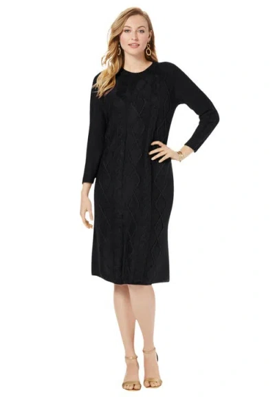 Jessica London Cable Sweater Dress In Black