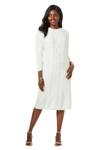 Jessica London Cable Sweater Dress In Gray