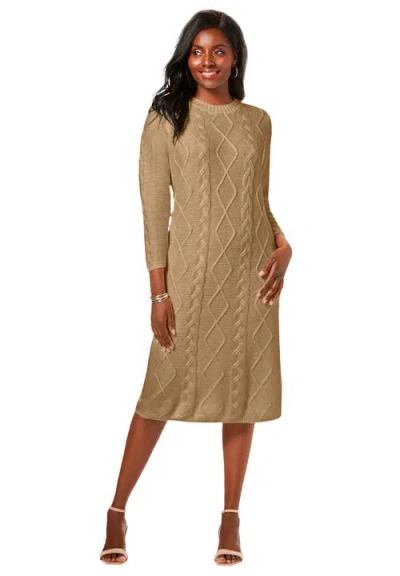 Jessica London Cable Sweater Dress In Multi
