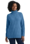 Jessica London Cable Turtleneck Sweater In Blue