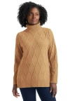Jessica London Cable Turtleneck Sweater In Brown