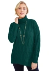 Jessica London Cable Turtleneck Sweater In Green