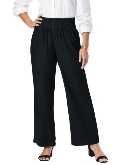 Jessica London Chambray Wide Leg Pant In Black
