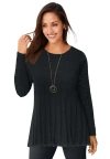 Jessica London Chevron Fit & Flare Sweater In Black